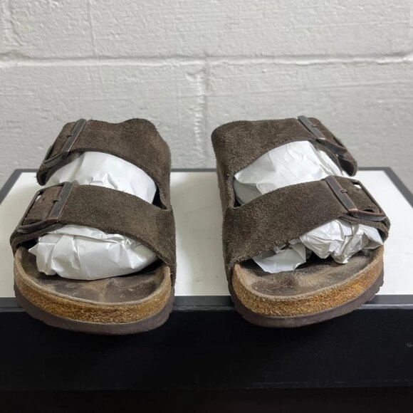 Birkenstock Arizona Brown Suede Slide Sandals Slip On Women's 38 EU/7 US - Picture 1 of 11